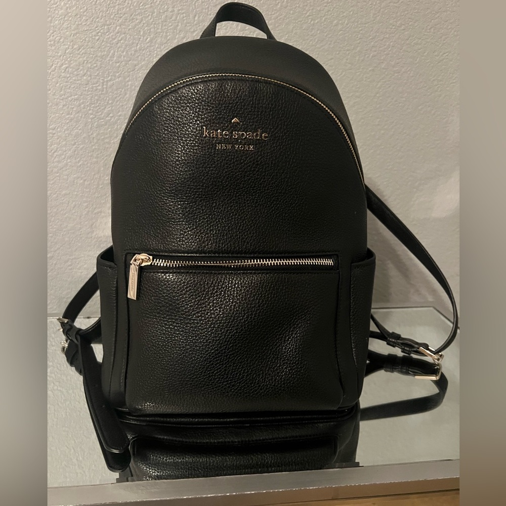 Kate Spade Black LEILA leather dome backpack